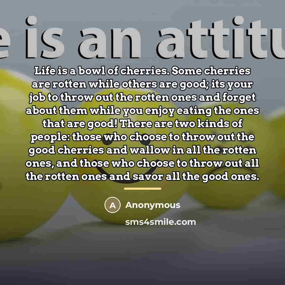 “Life is a bowl of cherries. Some cherries are rotten…” quote by Anonymous