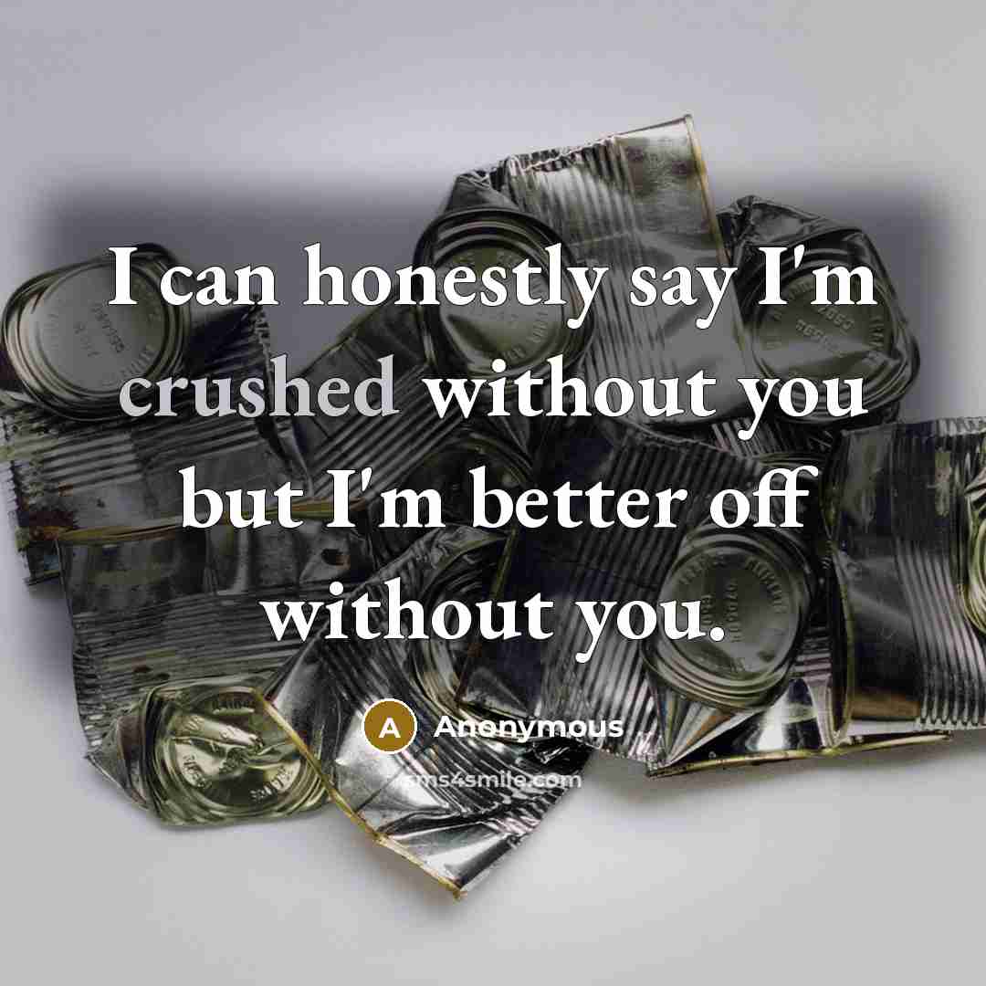 “I can honestly say I'm crushed without you but I'm…” quote by Anonymous