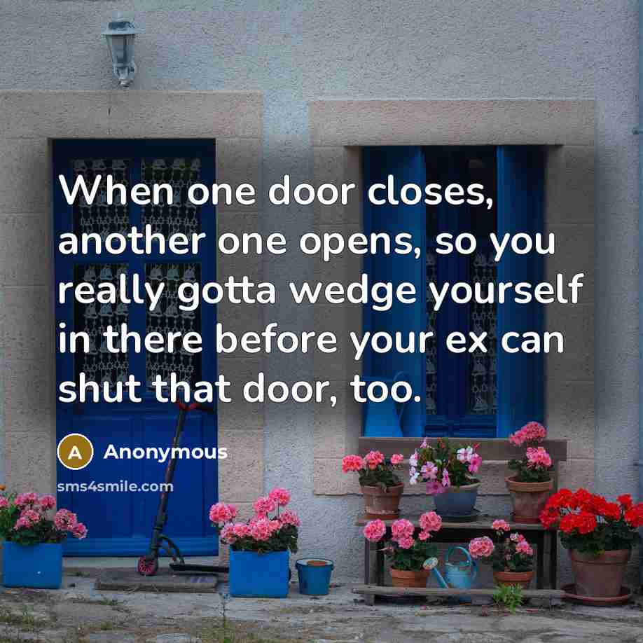 “When one door closes, another one opens, so you really gotta wedge yourself in there before your ex can shut that door, too.” quote by Anonymous
