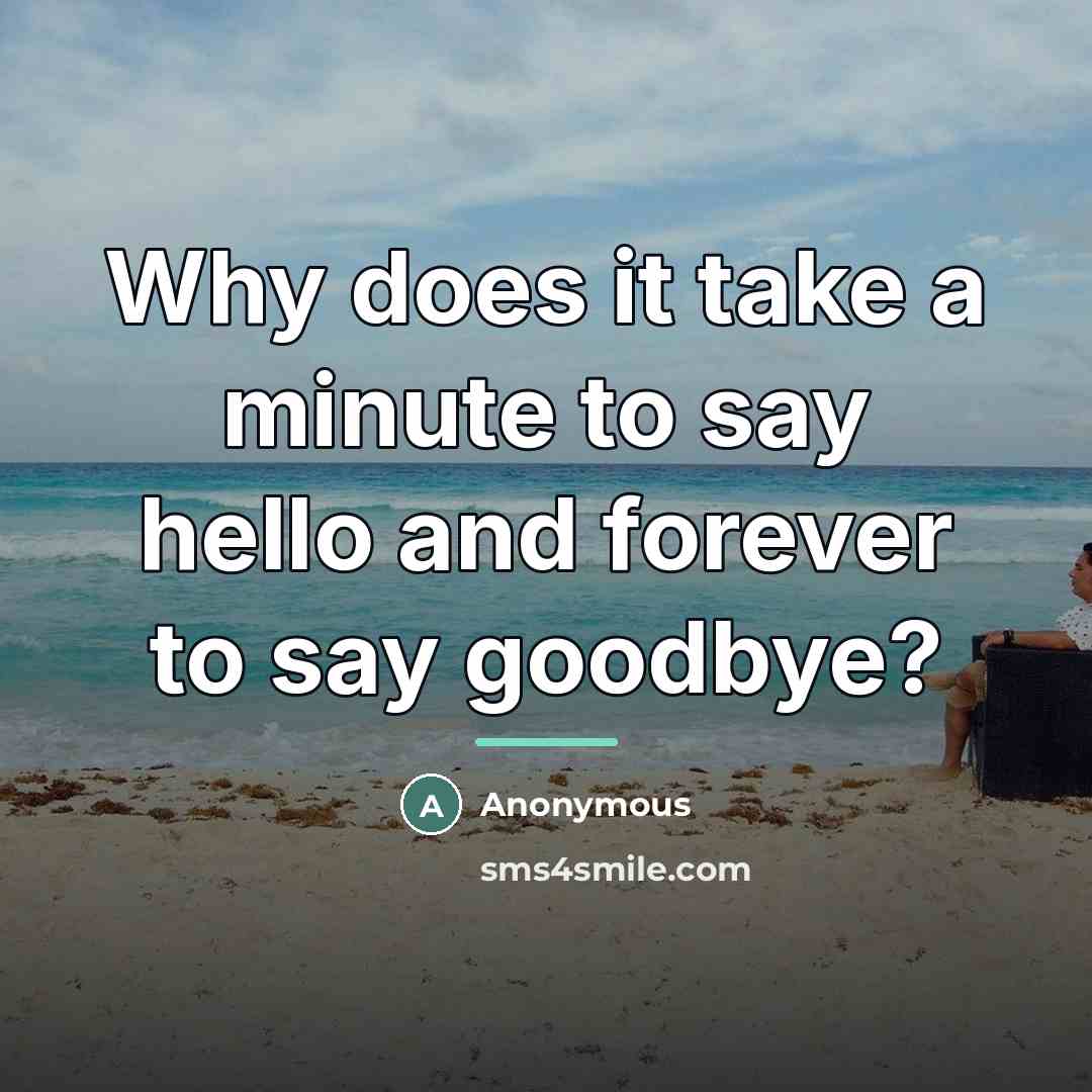 “Why does it take a minute to say hello and…” quote by Anonymous