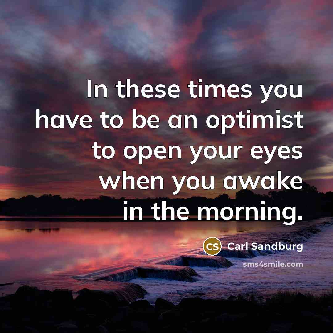 “In these times you have to be an optimist to…” quote by Carl Sandburg