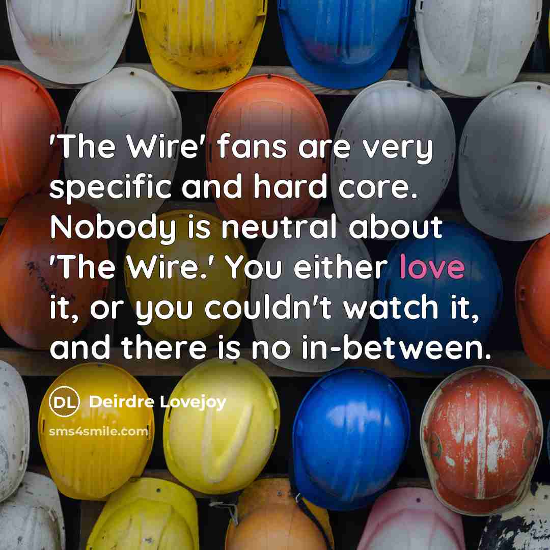 “'The Wire' fans are very specific and hard core. Nobody…” quote by Deirdre Lovejoy