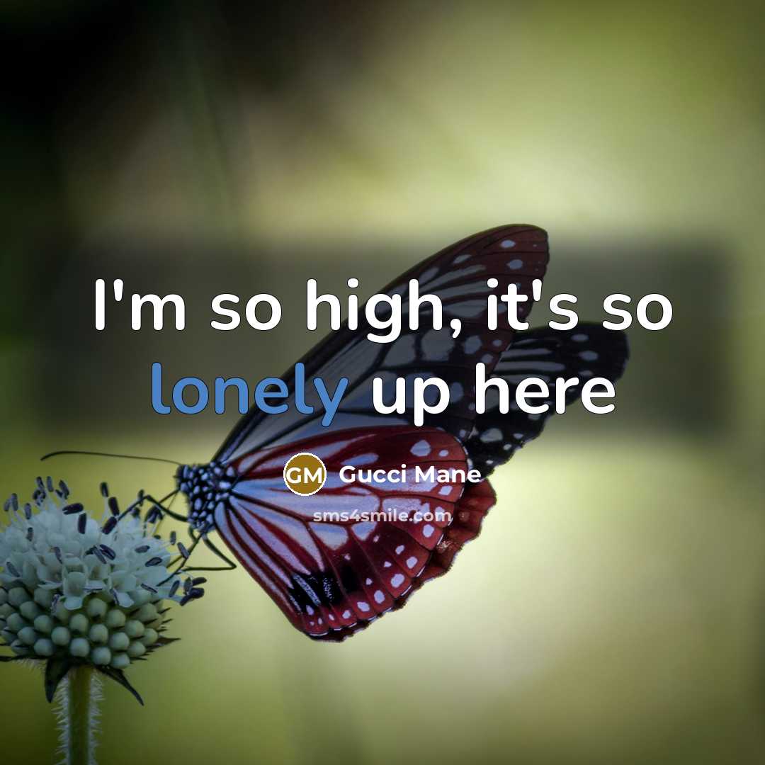 “I'm so high, it's so lonely up here” quote by Gucci Mane