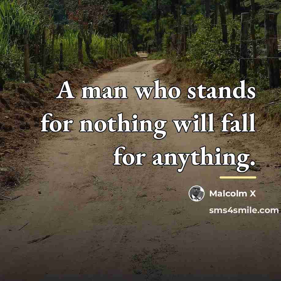 “A man who stands for nothing will fall for anything.…” quote by Malcolm X