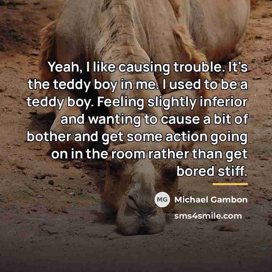 “Yeah, I like causing trouble. It's the teddy boy in…” quote by Michael Gambon