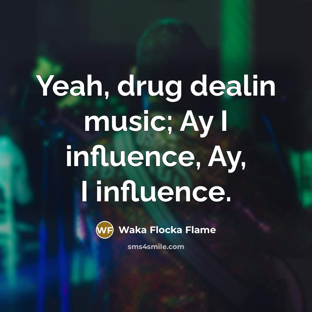 “Yeah, drug dealin music; Ay I influence, Ay, I influence.…” quote by Waka Flocka Flame