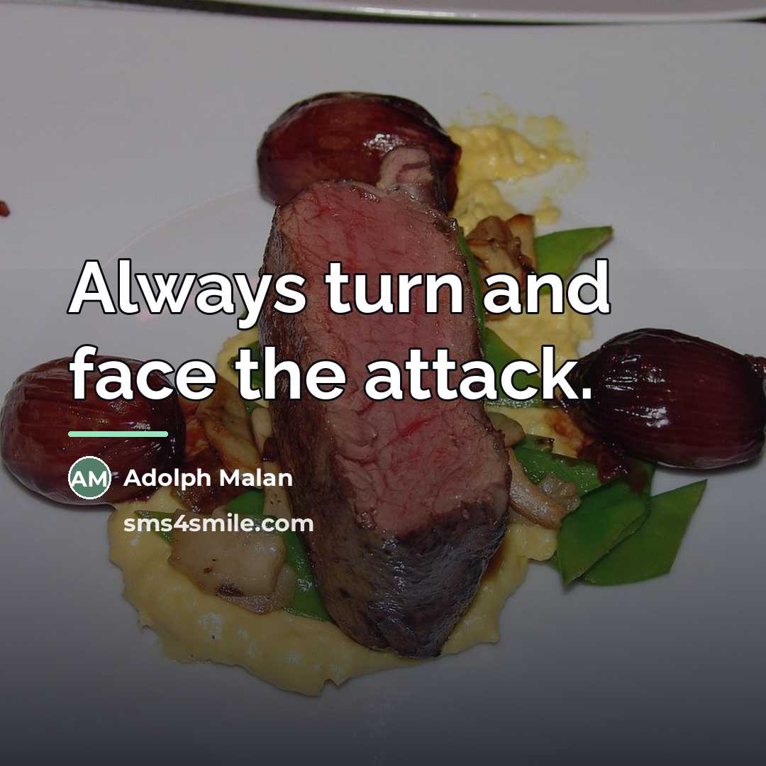 “Always turn and face the attack.…” quote by Adolph Malan
