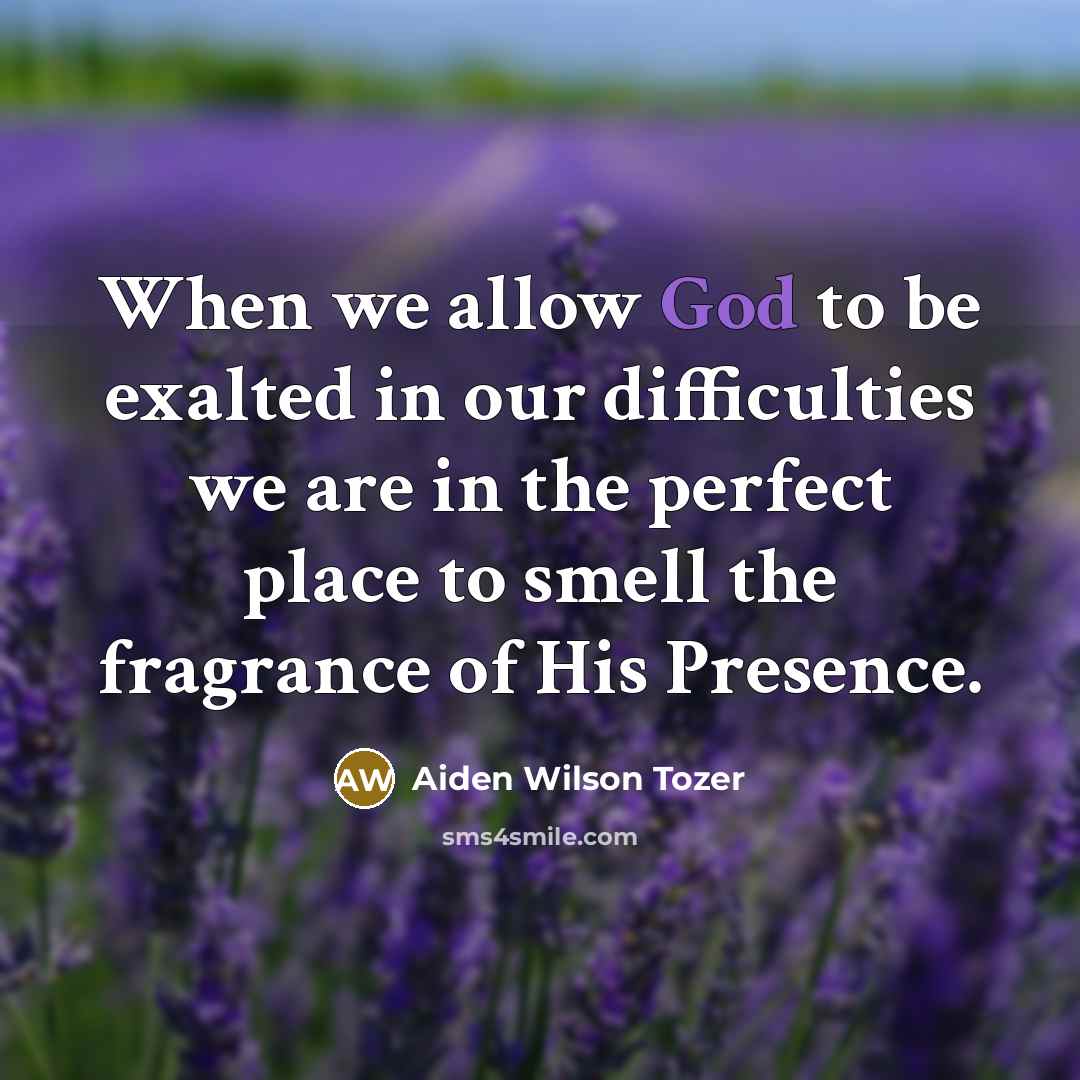 “When we allow God to be exalted in our difficulties…” quote by Aiden Wilson Tozer
