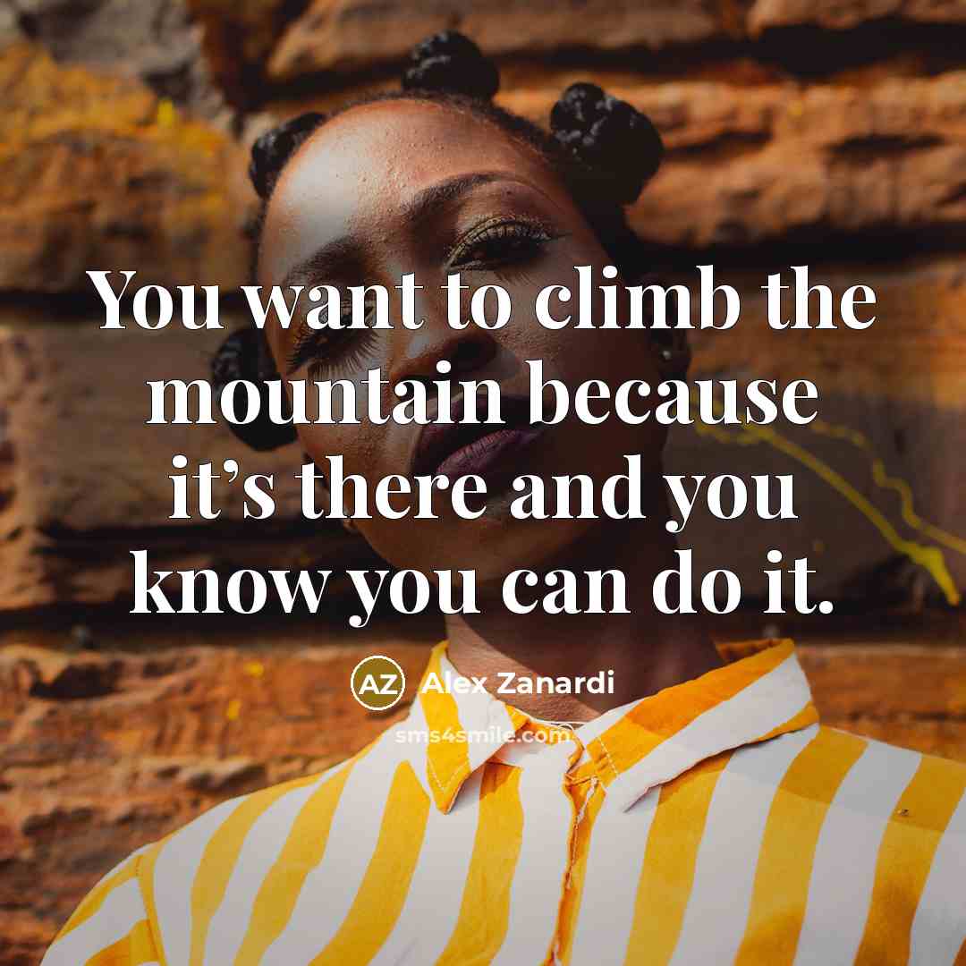 “You want to climb the mountain because it’s there and…” quote by Alex Zanardi