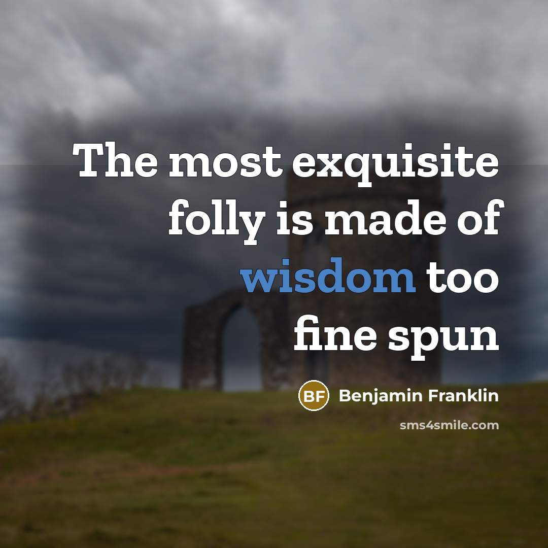 “The most exquisite folly is made of wisdom too fine…” quote by Benjamin Franklin