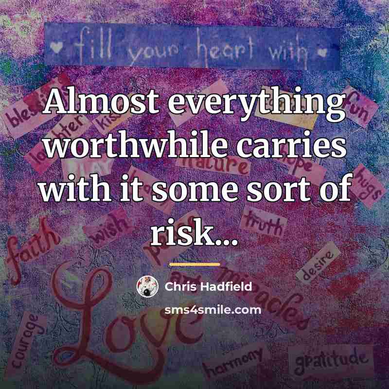 “Almost everything worthwhile carries with it some sort of risk...…” quote by Chris Hadfield
