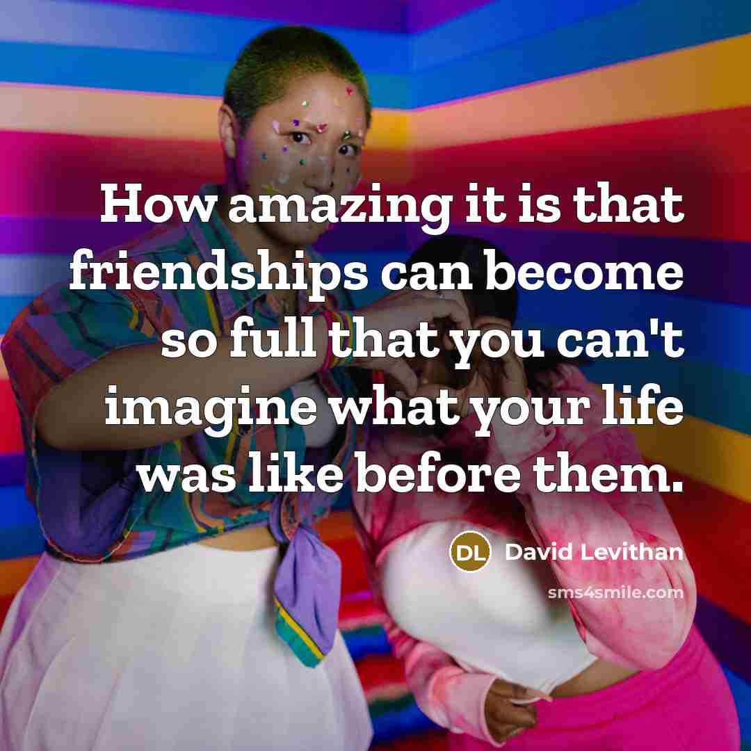 “How amazing it is that friendships can become so full…” quote by David Levithan