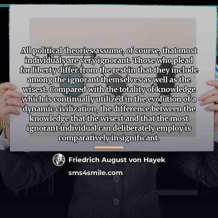 “All political theories assume, of course, that most individuals are…” quote by Friedrich August von Hayek