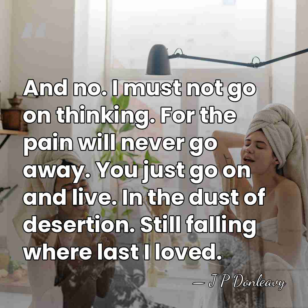 And no. I must not go on thinking. For the pain will&hellip; - J P Donleavy