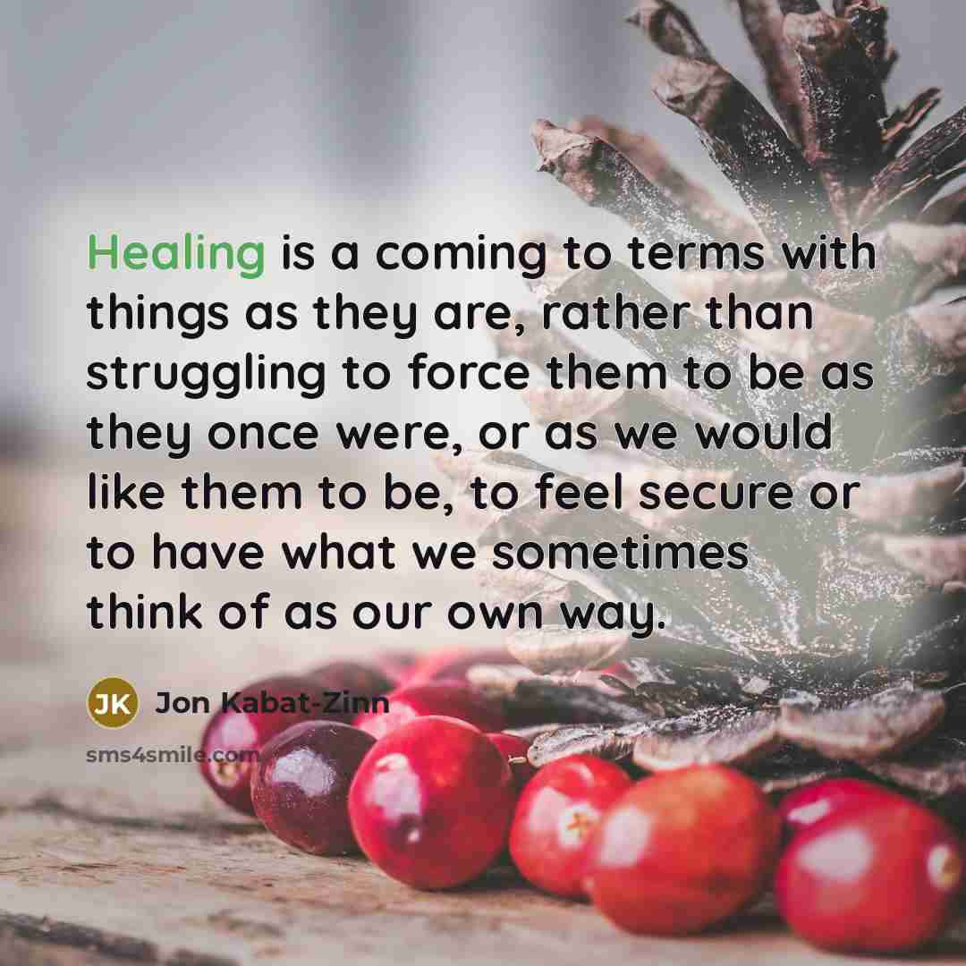 “Healing is a coming to terms with things as they…” quote by Jon Kabat-Zinn