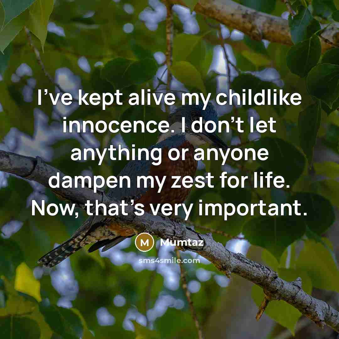 “I've kept alive my childlike innocence. I don't let anything…” quote by Mumtaz