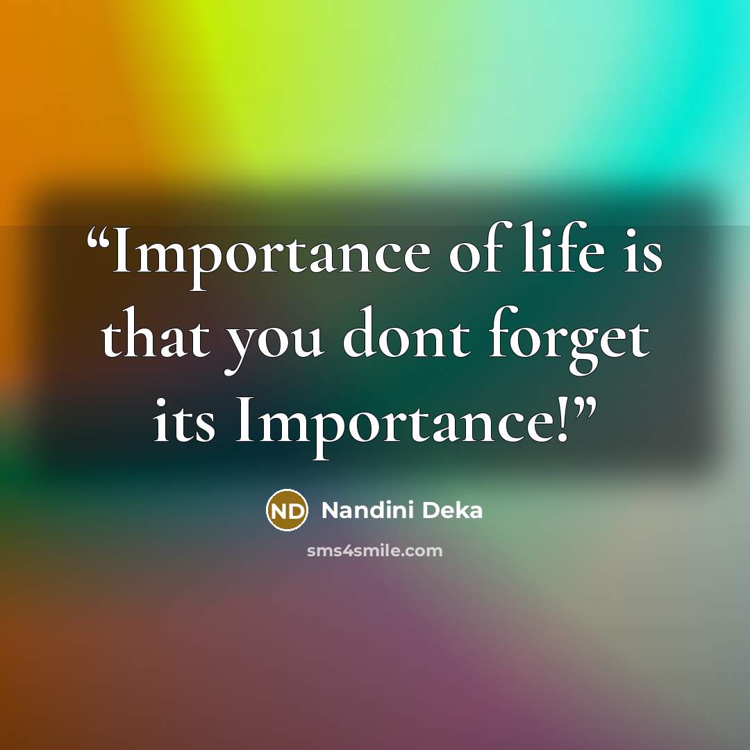 “Importance of life is that you dont forget its Importance!” quote by Nandini Deka