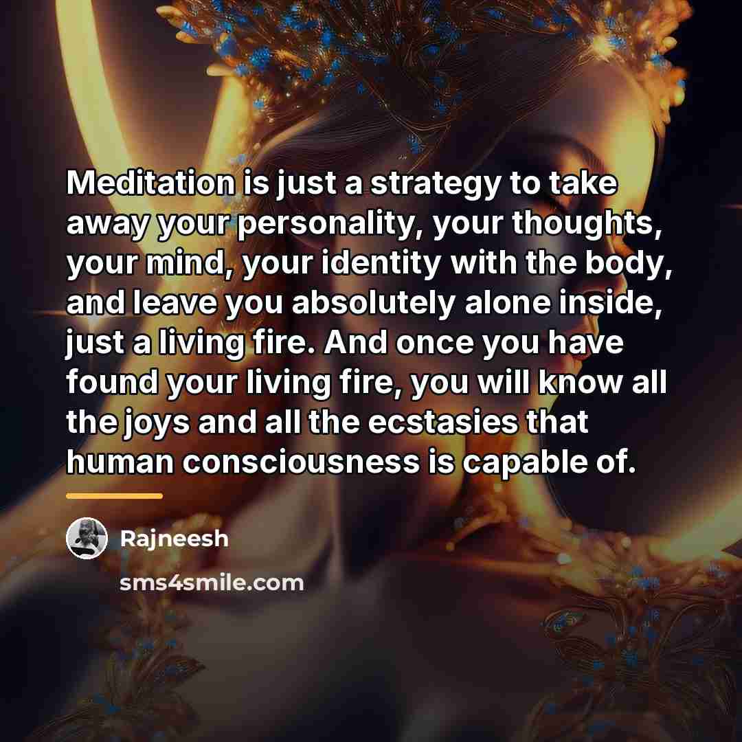 “Meditation is just a strategy to take away your personality,…” quote by Rajneesh