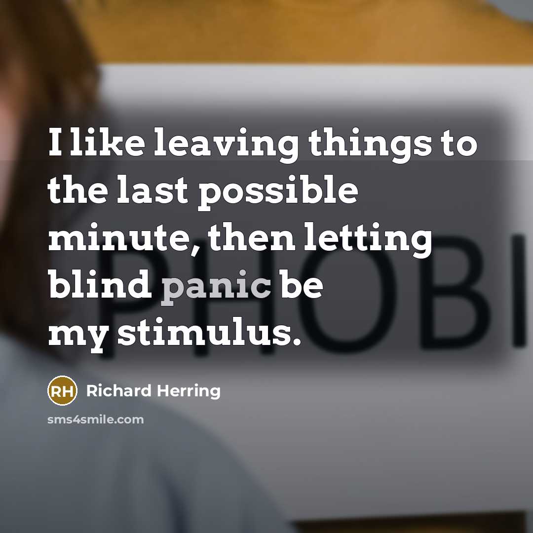 “I like leaving things to the last possible minute, then…” quote by Richard Herring