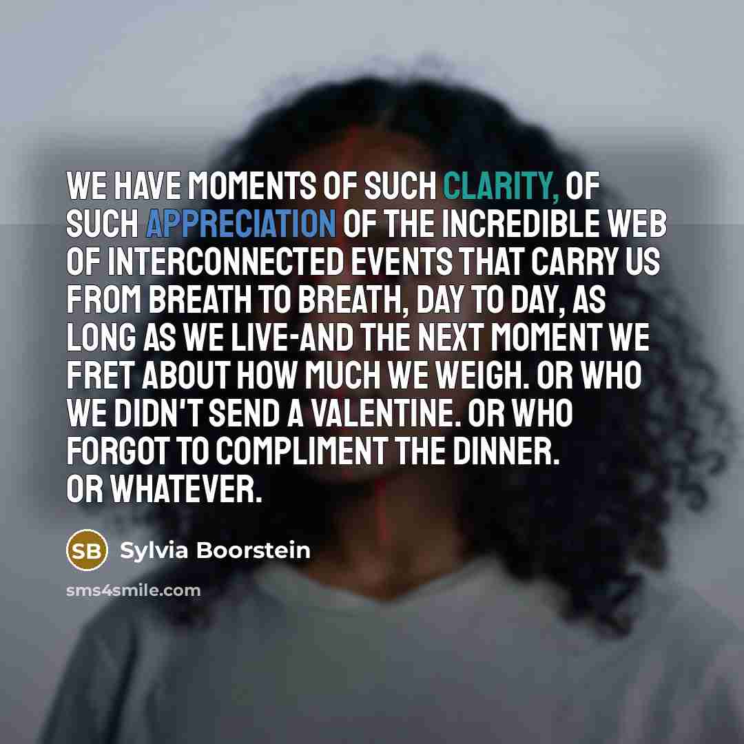 “We have moments of such clarity, of such appreciation of…” quote by Sylvia Boorstein