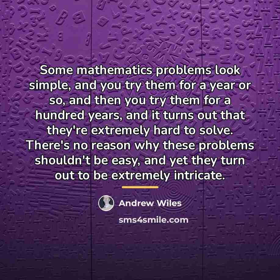 “Some mathematics problems look simple, and you try them for…” quote by Andrew Wiles