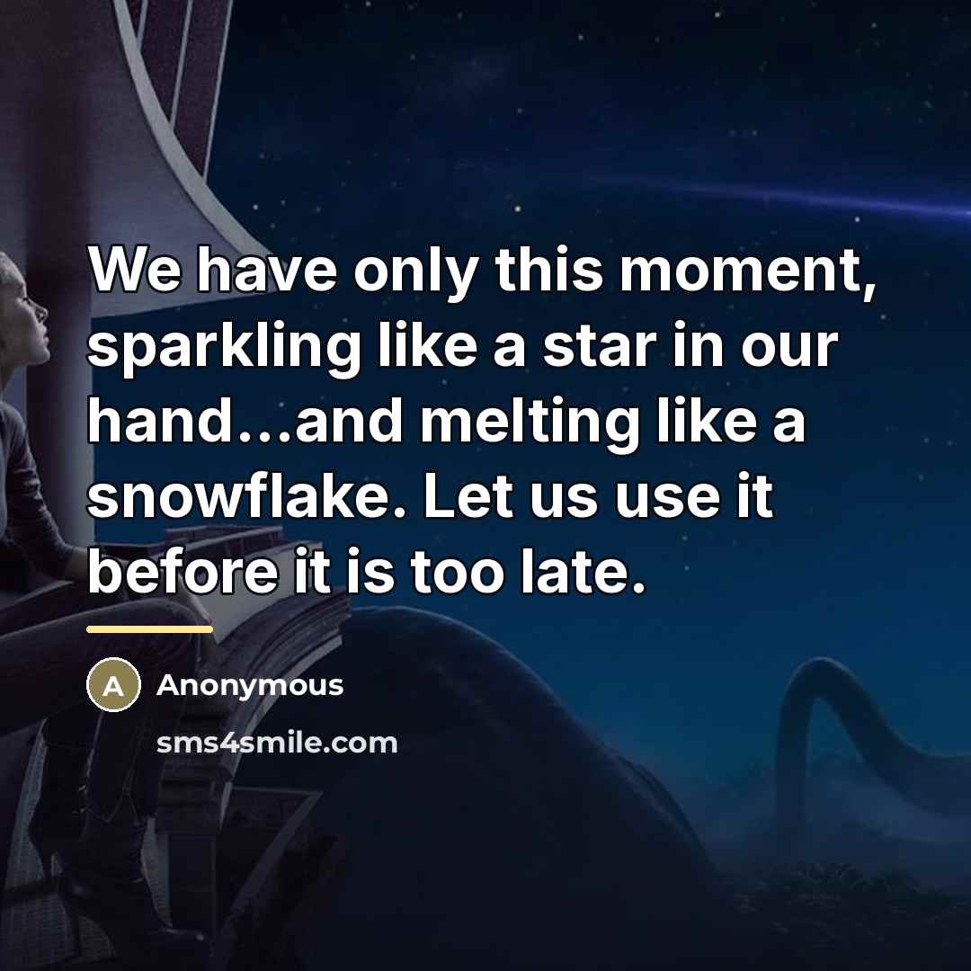 “We have only this moment, sparkling like a star in…” quote by Marie Beynon Ray
