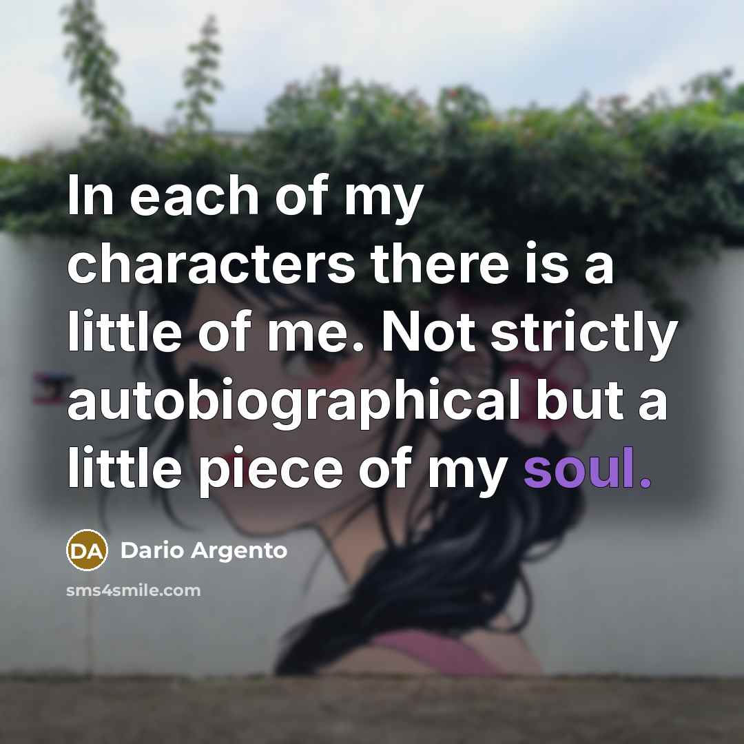 “In each of my characters there is a little of…” quote by Dario Argento