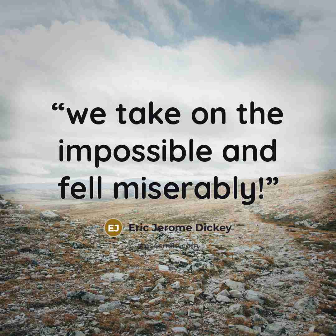 “we take on the impossible and fell miserably!” quote by Eric Jerome Dickey
