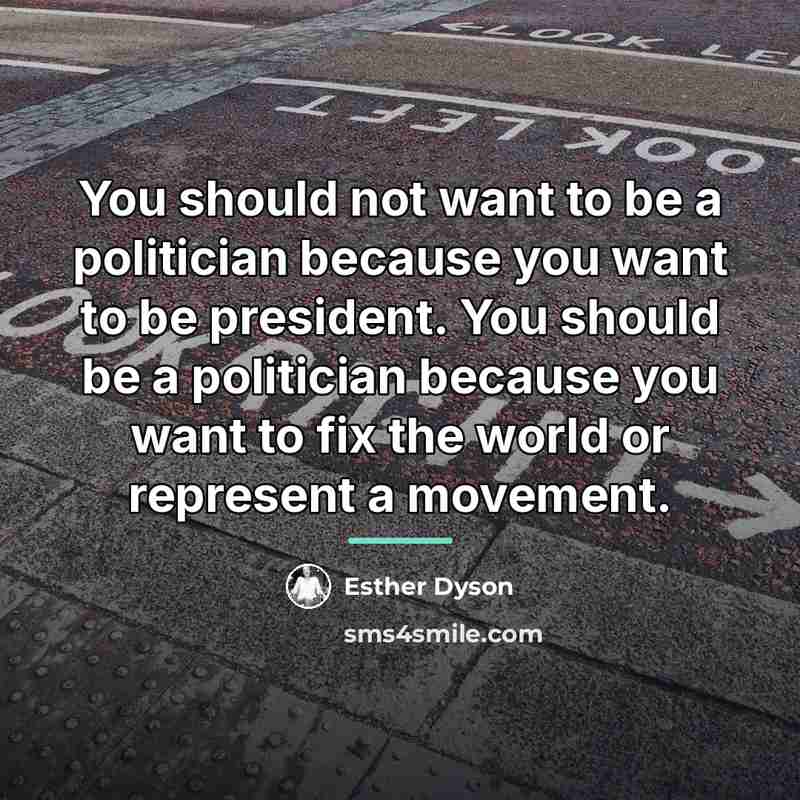 “You should not want to be a politician because you…” quote by Esther Dyson