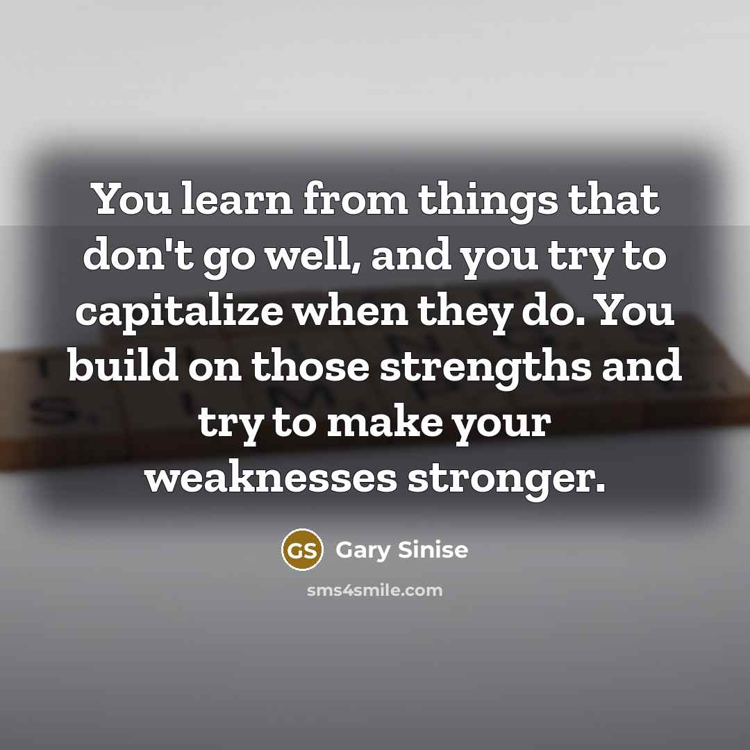“You learn from things that don't go well, and you…” quote by Gary Sinise