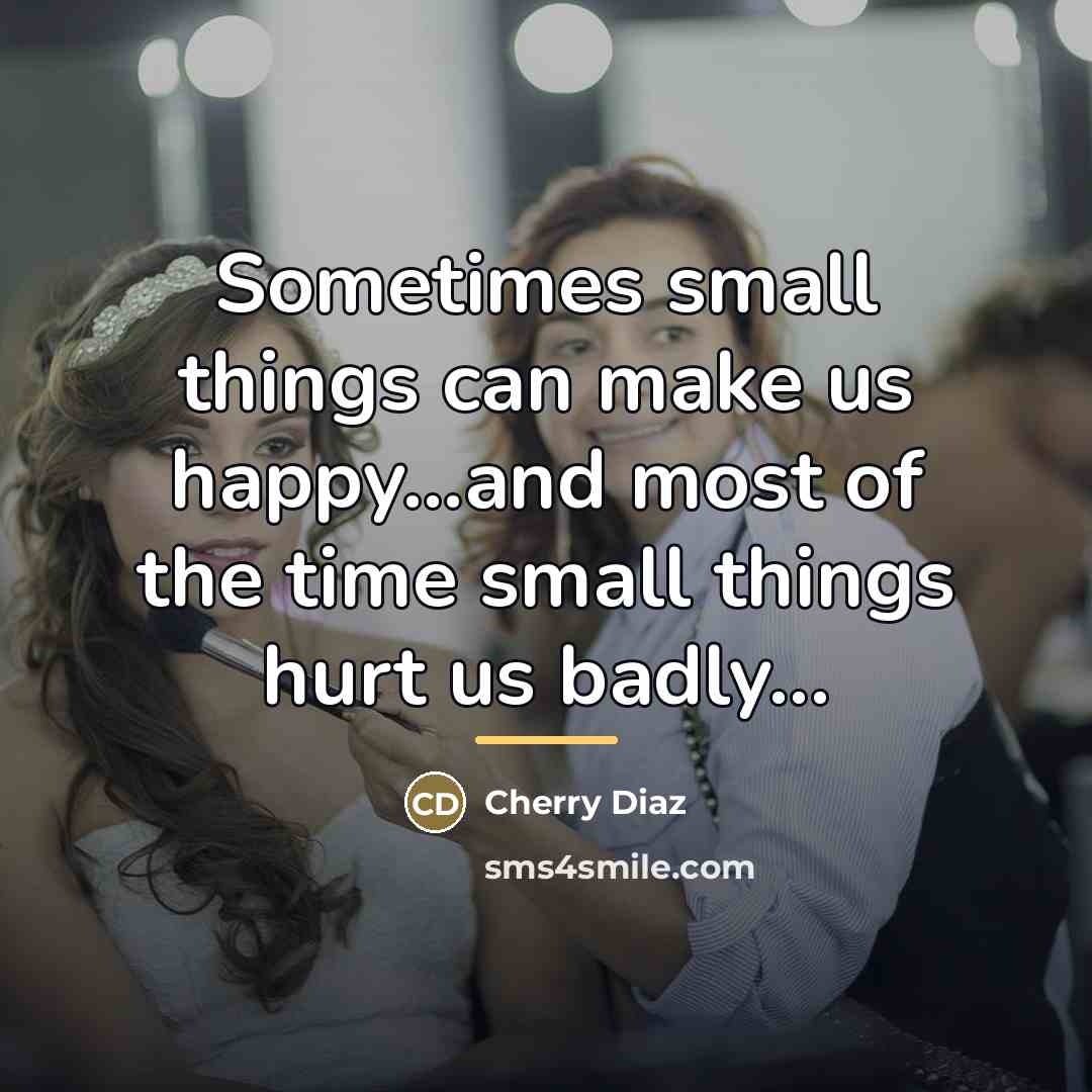 “Sometimes small things can make us happy...and most of the…” quote by Cherry Diaz