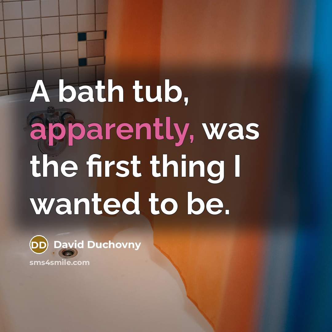 “A bath tub, apparently, was the first thing I wanted to be.” quote by David Duchovny