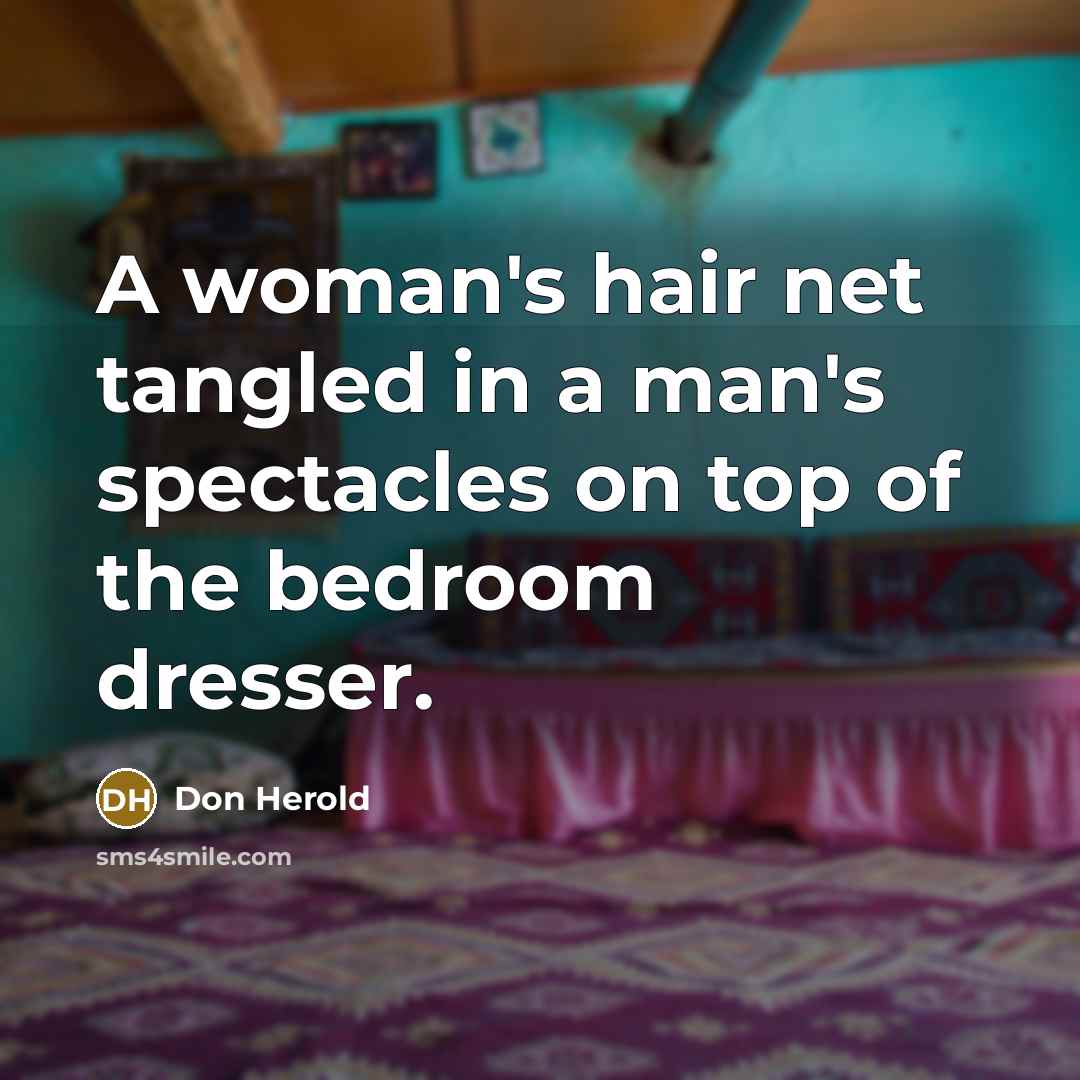 “A woman's hair net tangled in a man's spectacles on…” quote by Don Herold