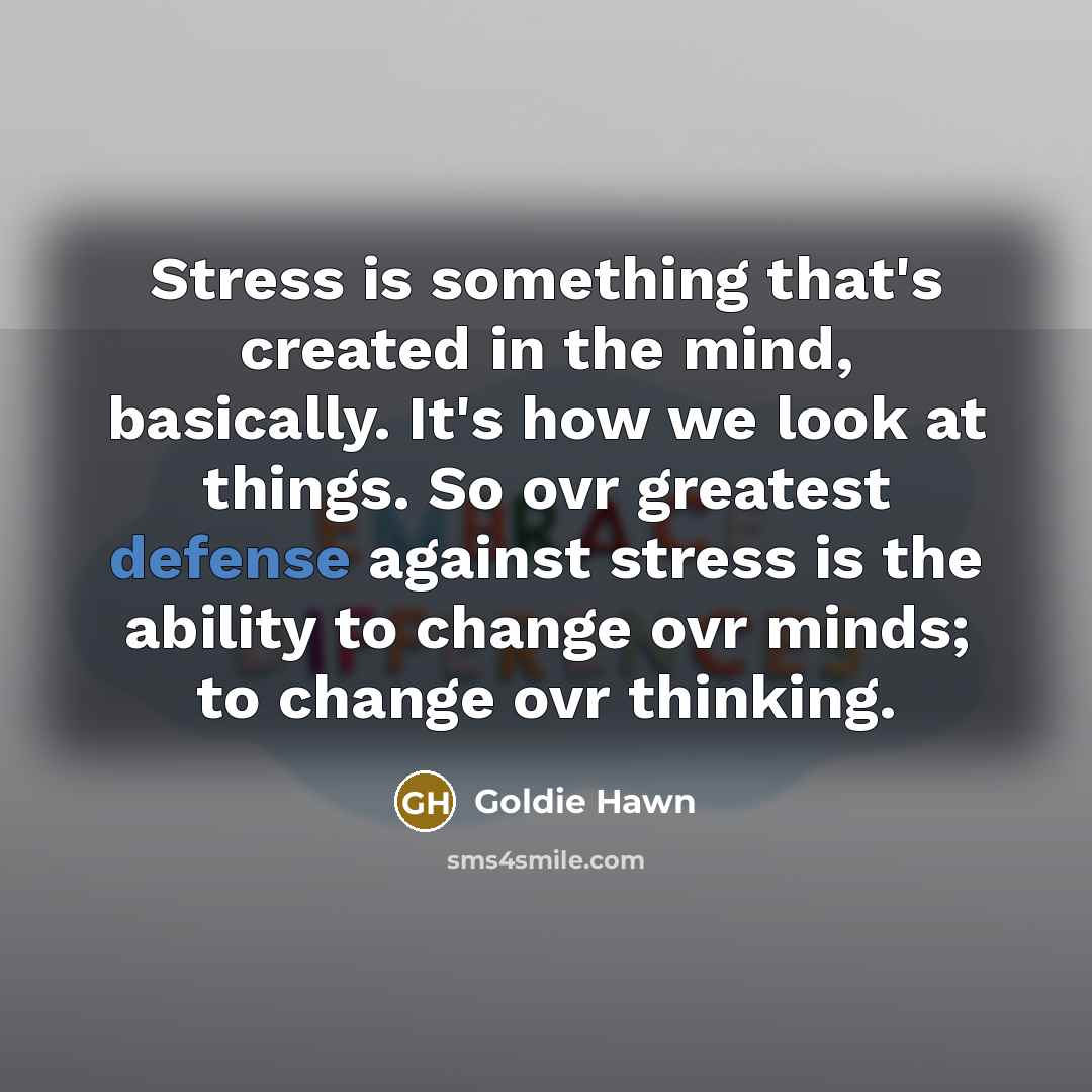“Stress is something that's created in the mind, basically. It's…” quote by Goldie Hawn