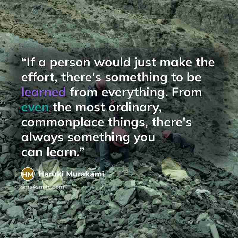 “If a person would just make the effort, there's something to be learned from everything. From even the most ordinary, commonplace things, there's always something you can learn.” quote by Haruki Murakami