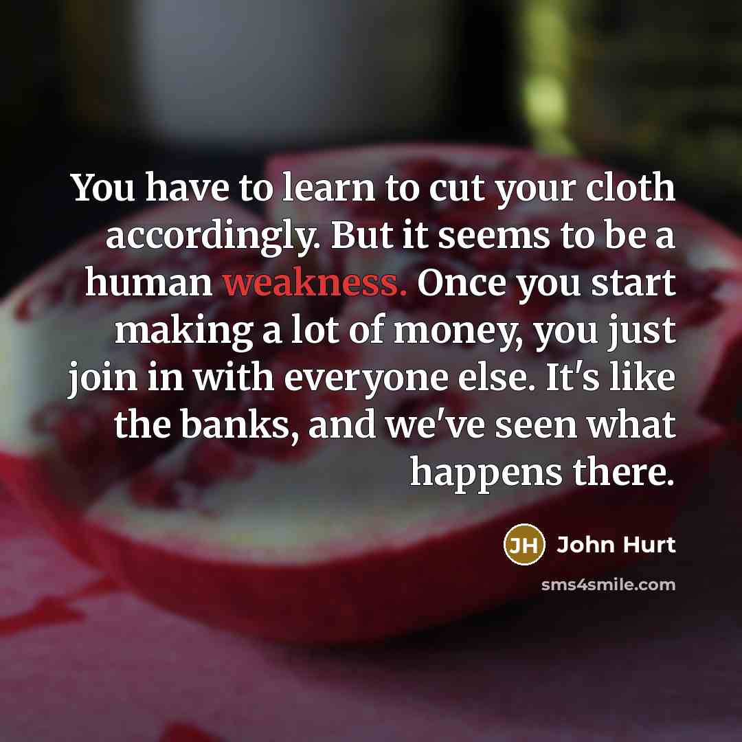 “You have to learn to cut your cloth accordingly. But…” quote by John Hurt