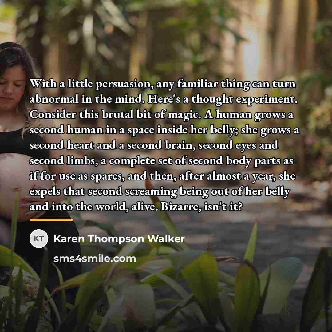 “With a little persuasion, any familiar thing can turn abnormal…” quote by Karen Thompson Walker