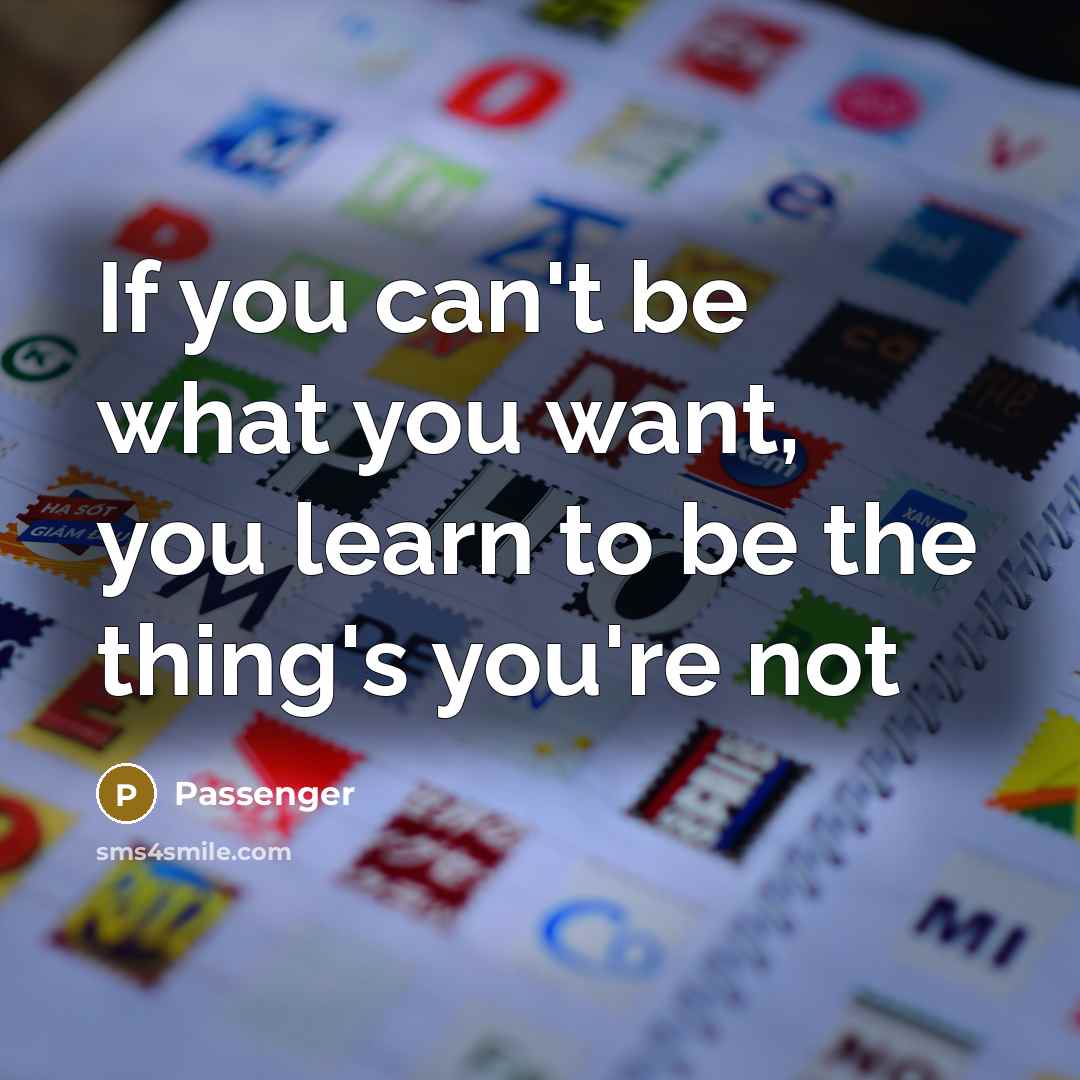 “If you can't be what you want, you learn to…” quote by Passenger