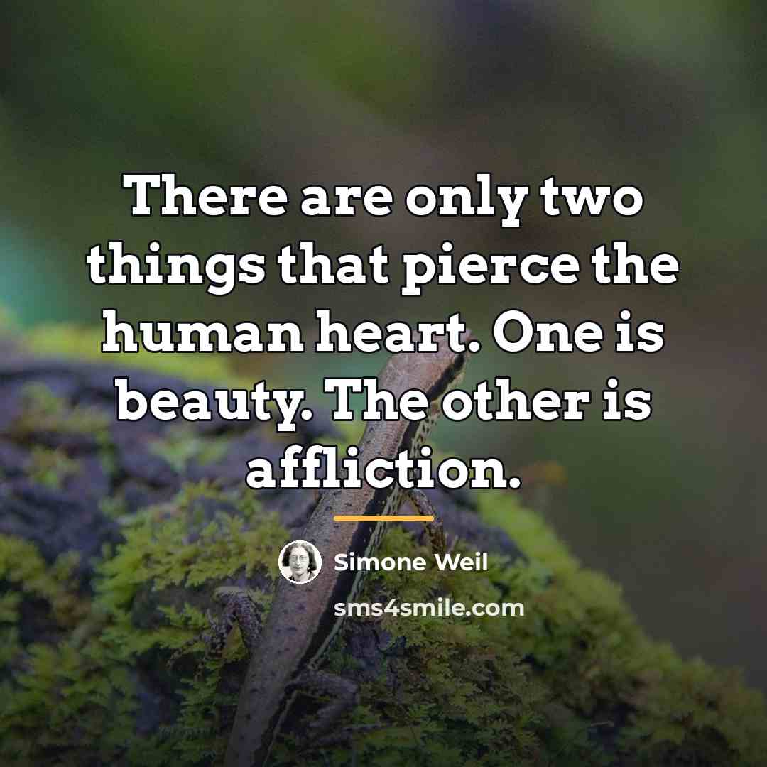 “There are only two things that pierce the human heart.…” quote by Simone Weil