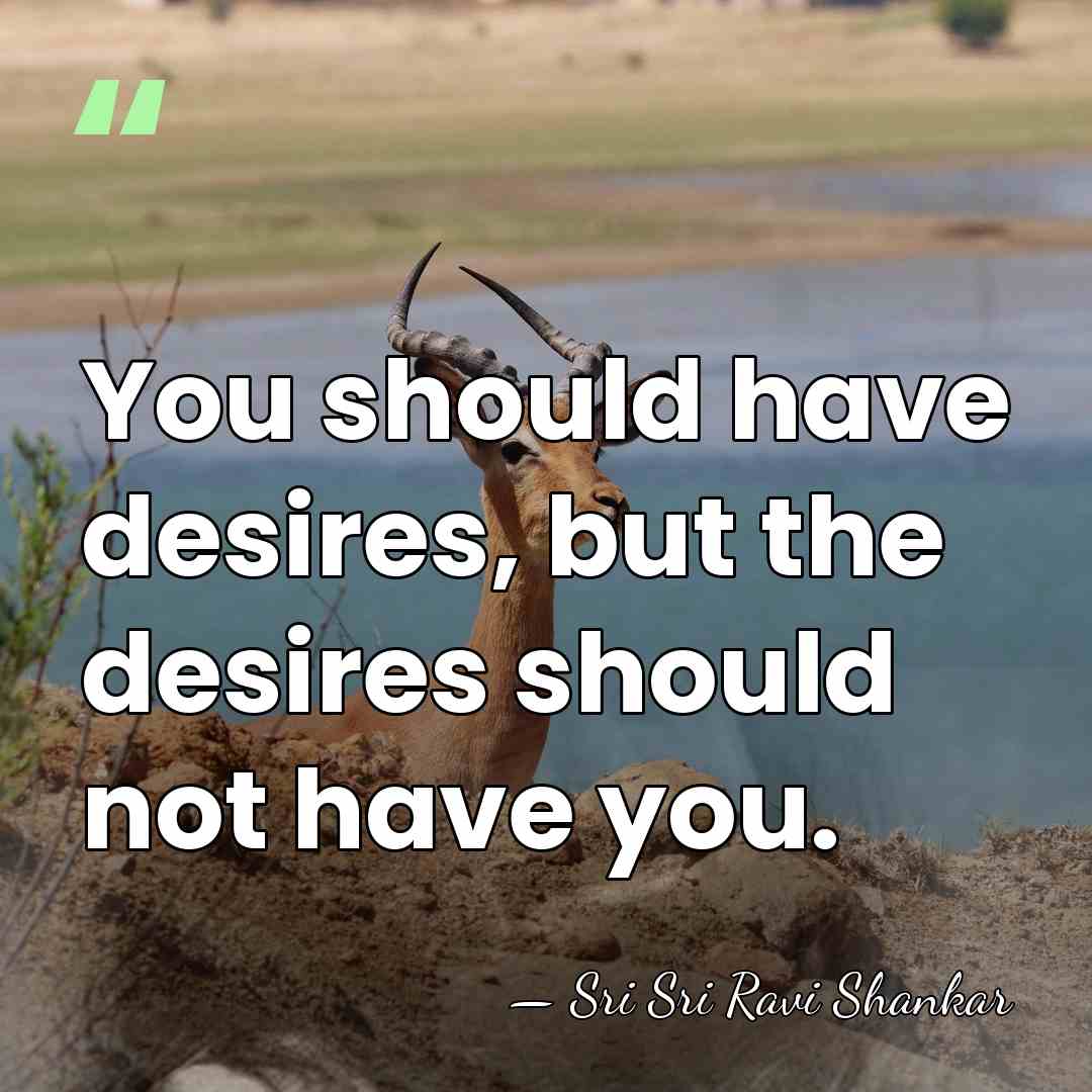 You should have desires, but the desires should not have you. - Sri Sri Ravi Shankar