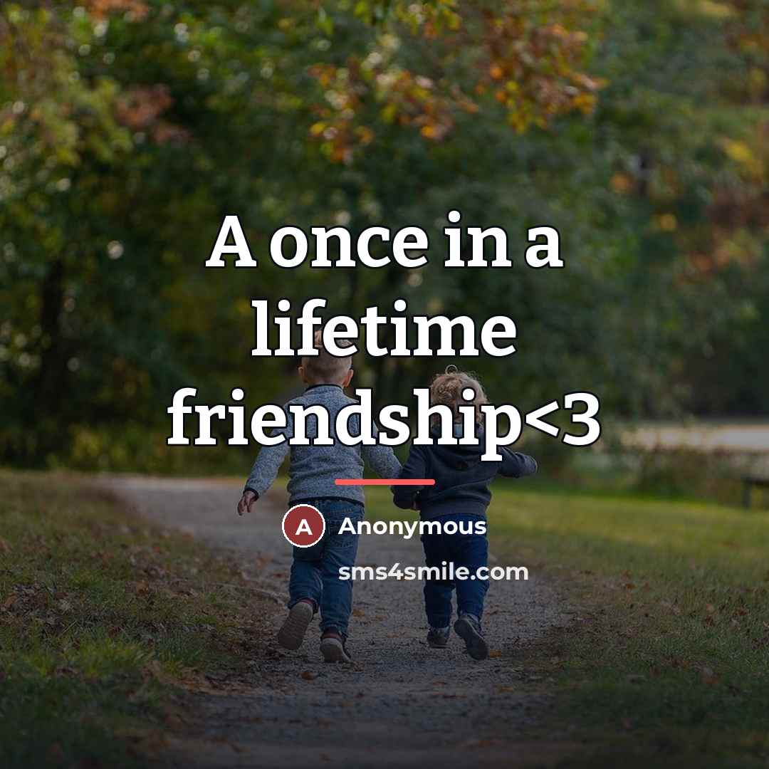 “A once in a lifetime friendship…” quote by Anonymous