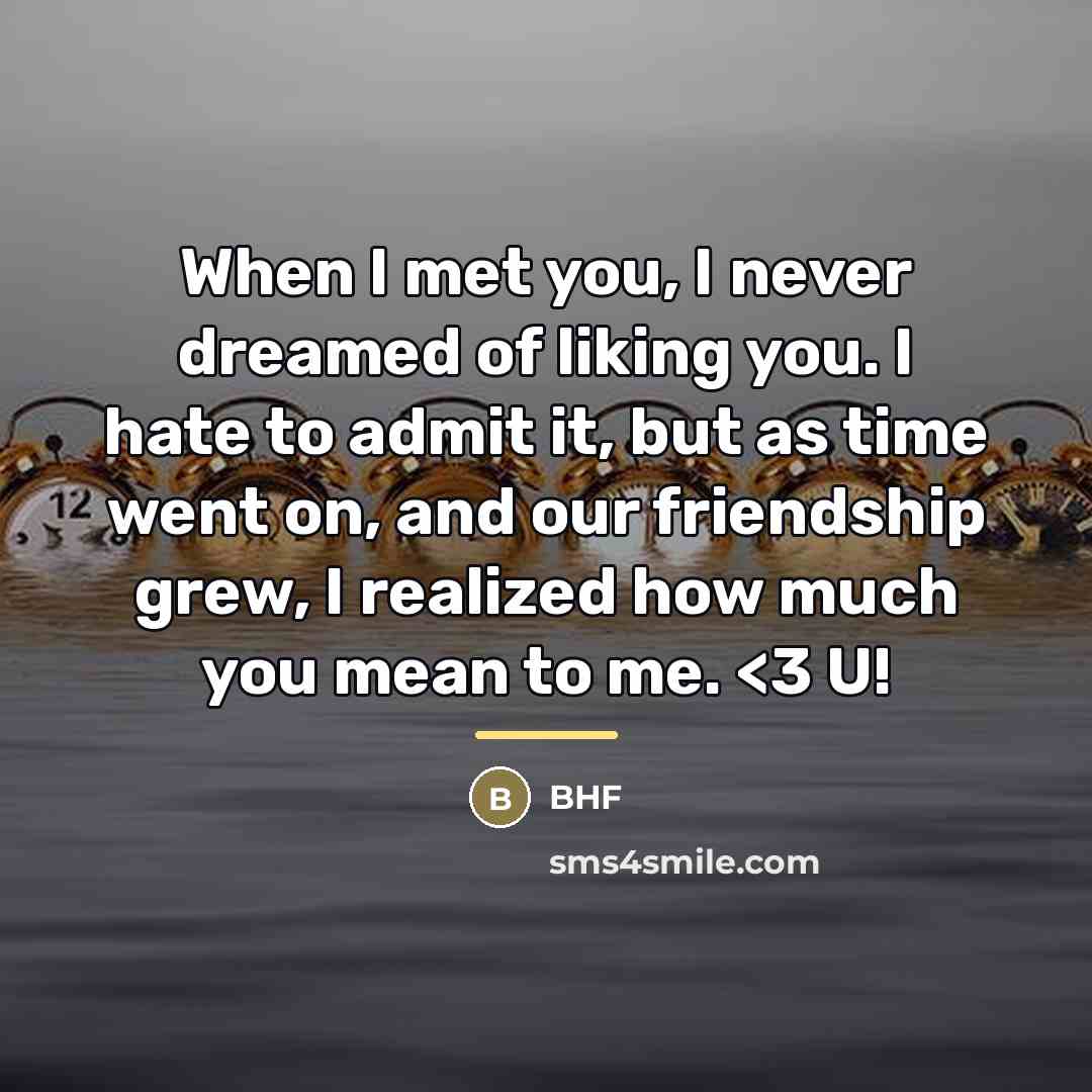 “When I met you, I never dreamed of liking you.…” quote by Bhf