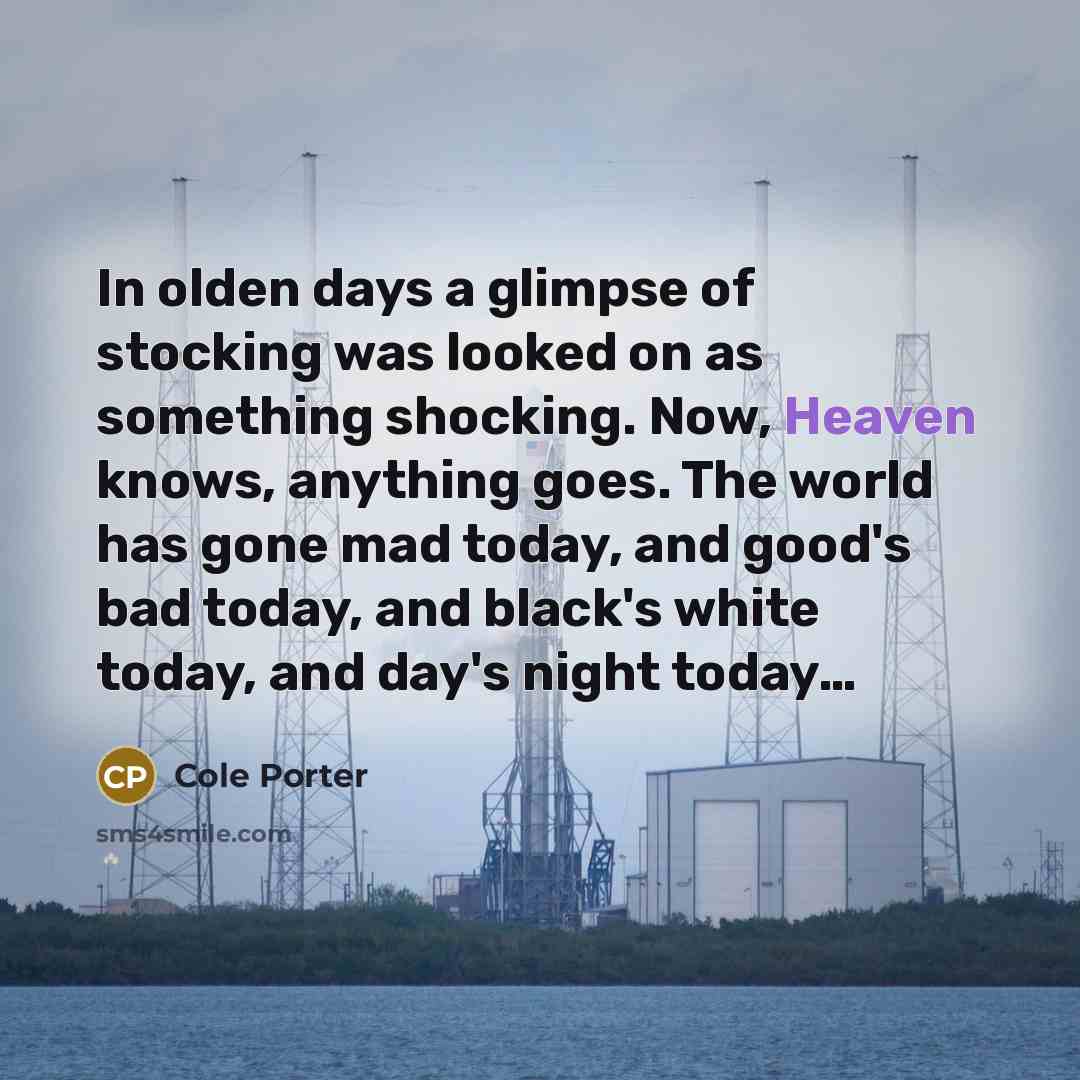 “In olden days a glimpse of stocking was looked on…” quote by Cole Porter