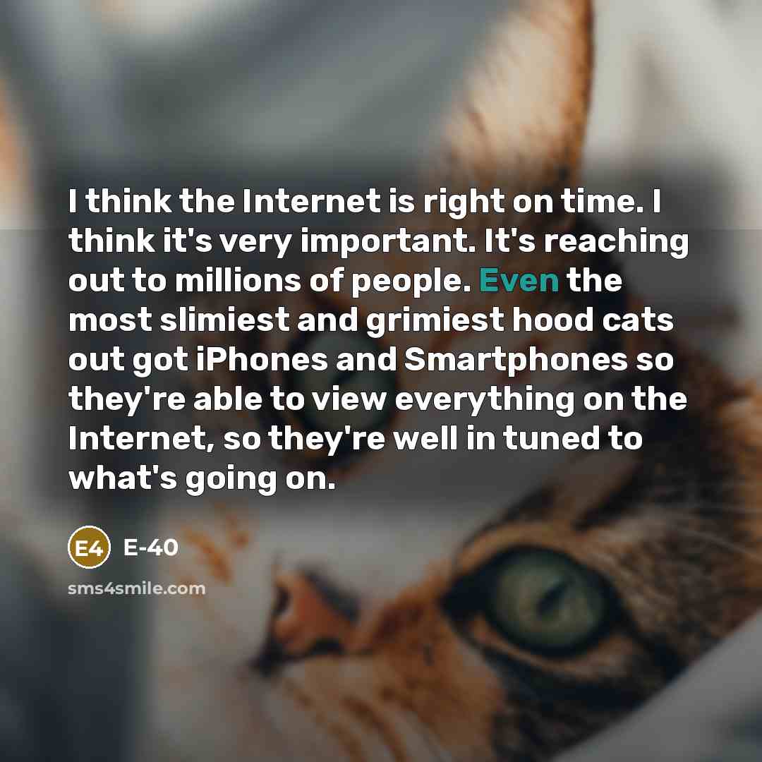 “I think the Internet is right on time. I think…” quote by E-40