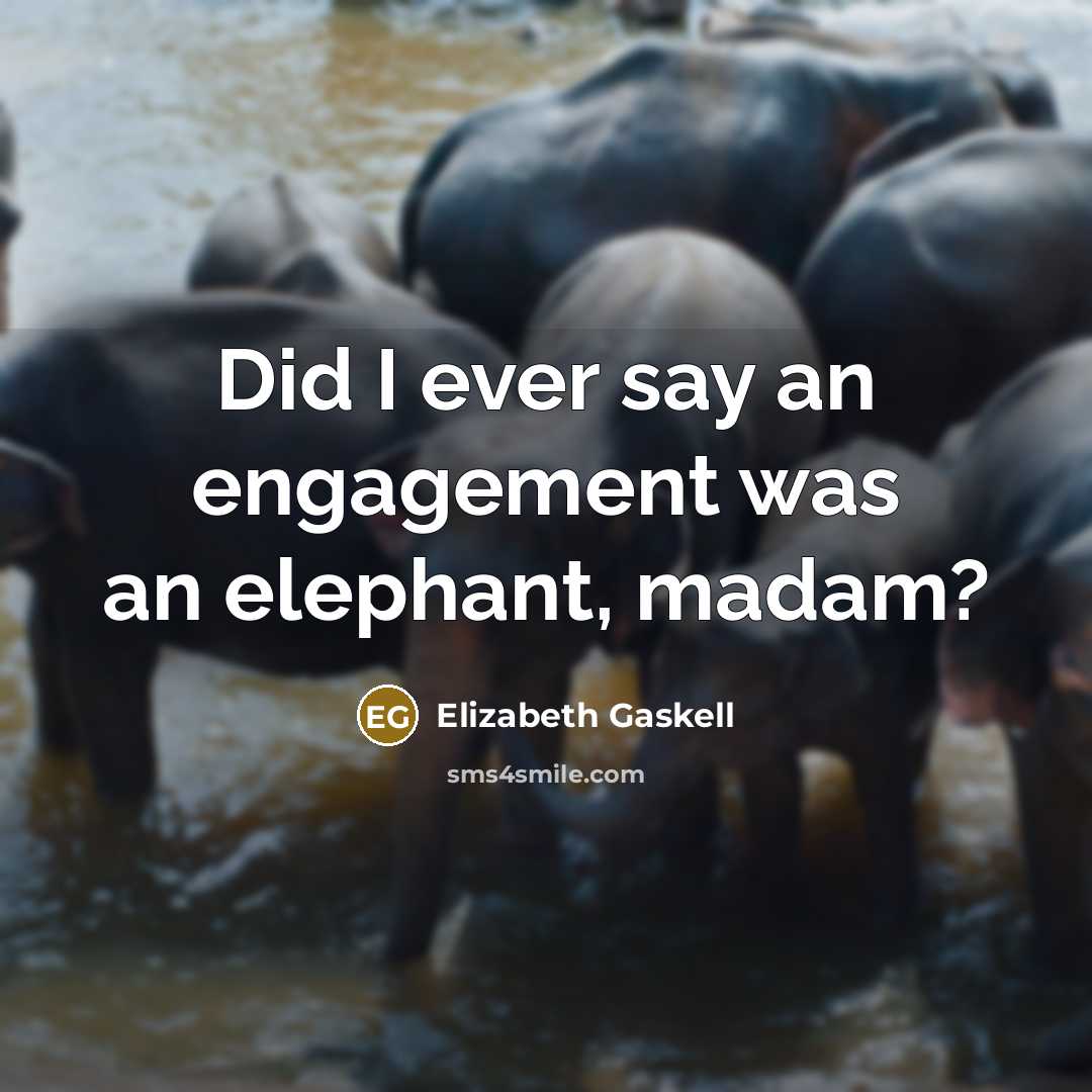 “Did I ever say an engagement was an elephant, madam?…” quote by Elizabeth Gaskell