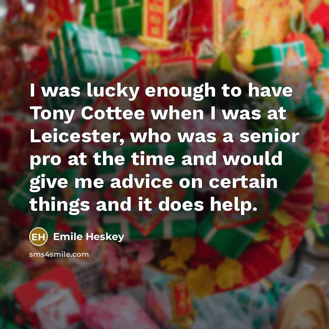“I was lucky enough to have Tony Cottee when I…” quote by Emile Heskey