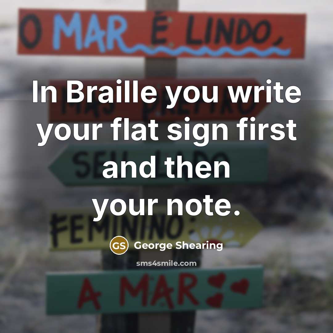 “In Braille you write your flat sign first and then…” quote by George Shearing