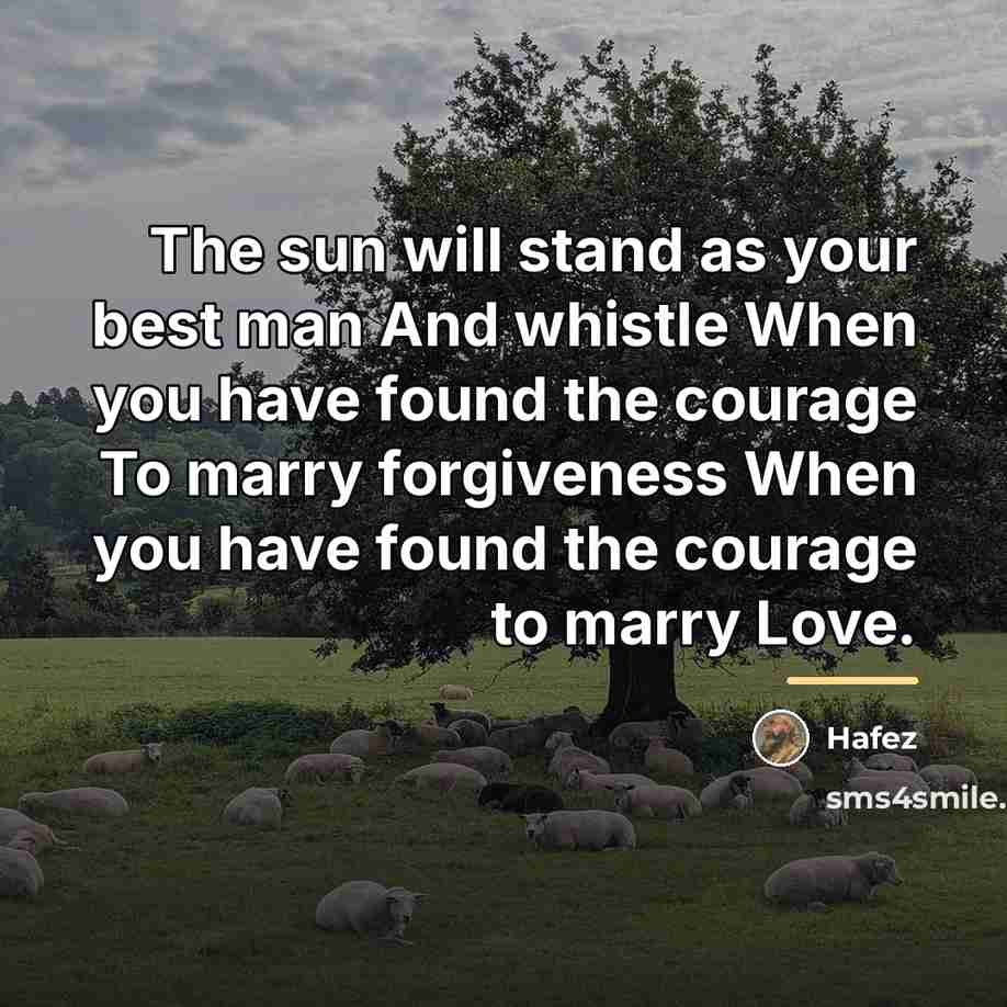 “The sun will stand as your best man And whistle…” quote by Hafez