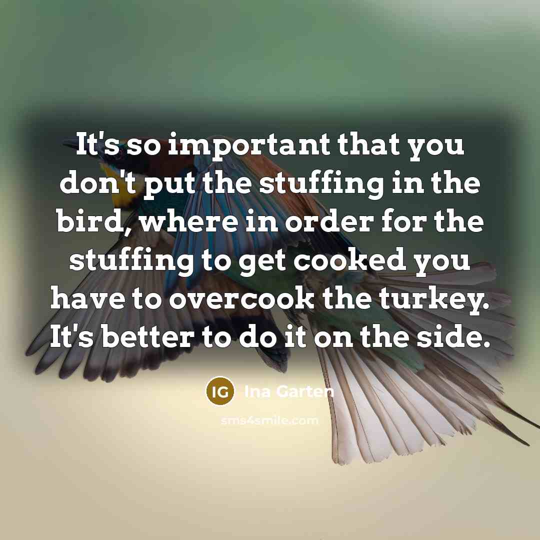 “It's so important that you don't put the stuffing in…” quote by Ina Garten