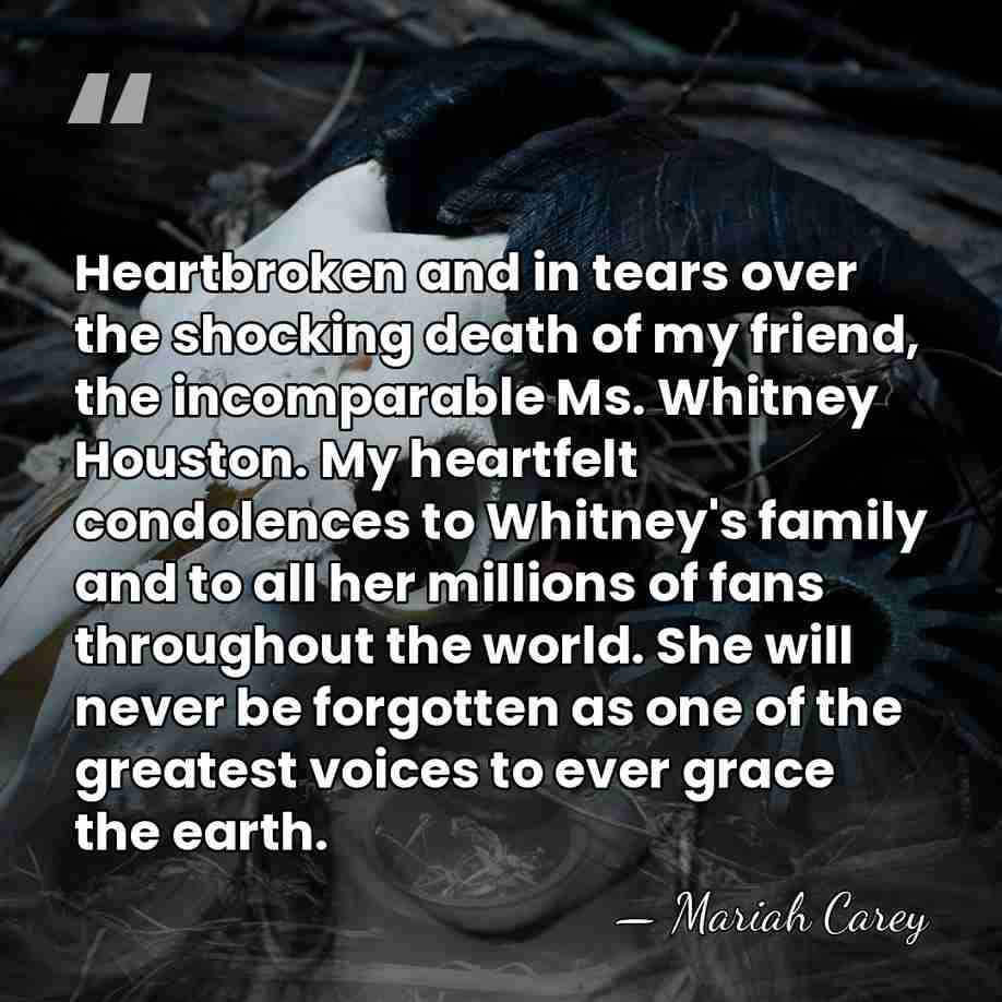 Heartbroken and in tears over the shocking death of my friend, the&hellip; - Mariah Carey